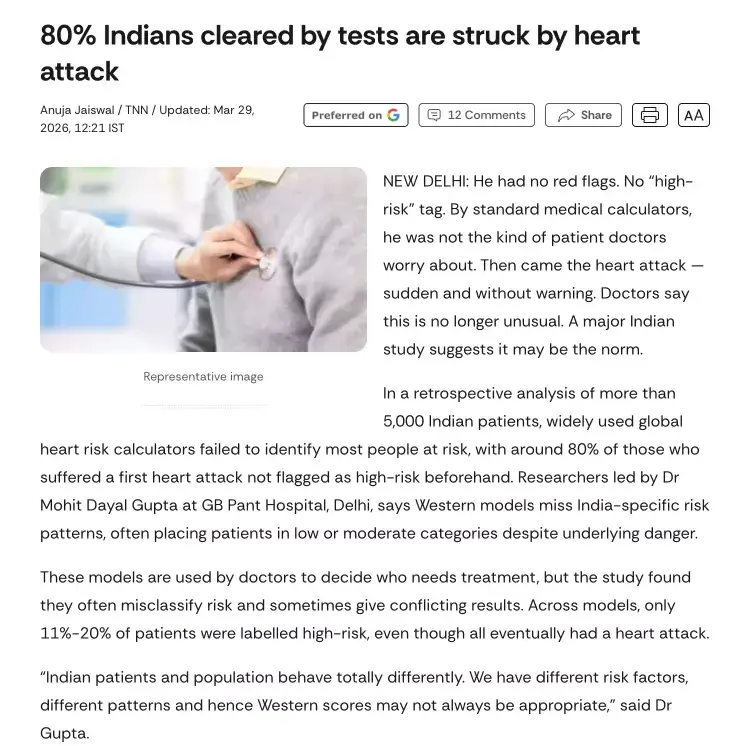 News headline about a heart attack