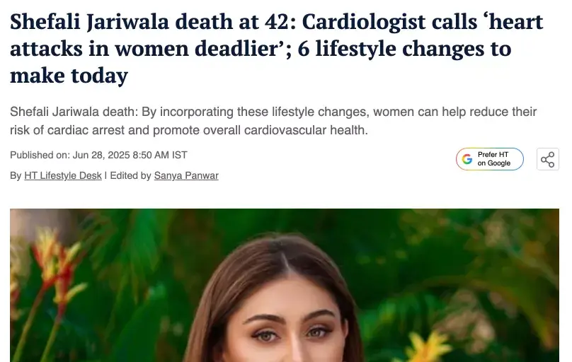 News headline about a heart attack