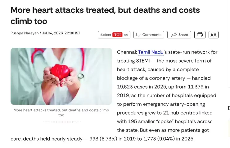 News headline about a heart attack