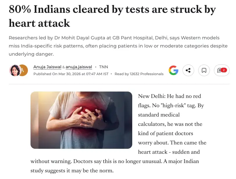 News headline about a heart attack