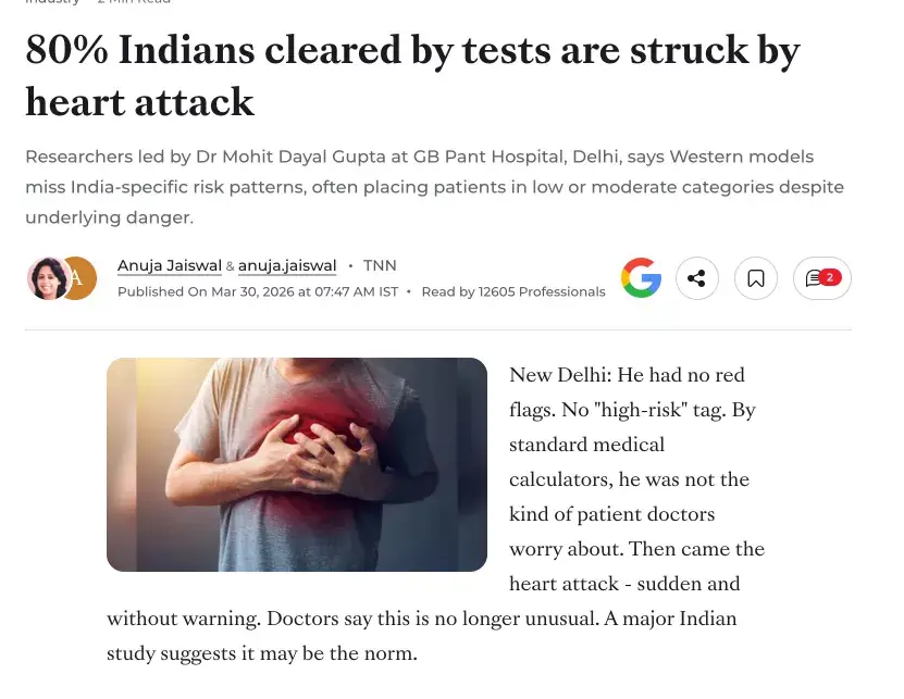 News headline about a heart attack